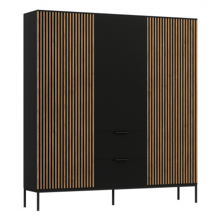 Šatní skriňa MEORATI 185, Čierna/Dub Artisan