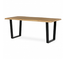 Stôl jedálenský, 180x90x75 cm, MDF doska, dekor divoký dub, kovové nohy v tvare U, čierny matný lak
