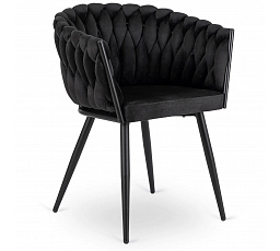 Stolička ELENA Čierna Pletená Zamatová