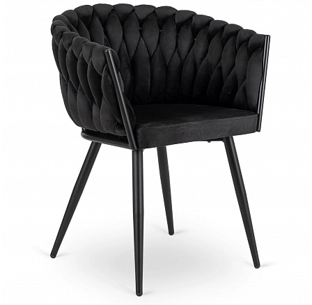 Stolička ELENA Čierna Pletená Zamatová