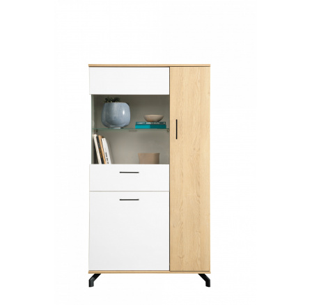 Vitrína MADISON - MD5, dub biskvitový/biela Lux