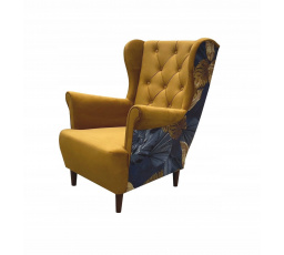 Relaxačné kreslo ušiak Selene K horčicová/vzor