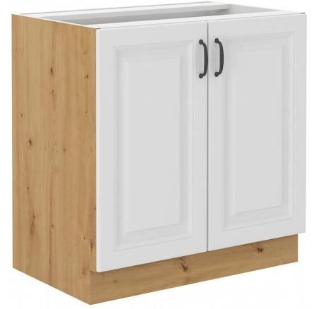 Kuchynská dolná skrinka STIPE 80 ZL 2F BB, Biela/Dub artisan