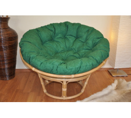 Ratanový papasan 115 cm medový - vankúš tmavozelený