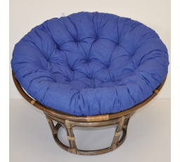 Ratanový papasan 115 cm hnedý - vankúš tmavomodrý