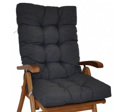 Vankúš pre vysoké záhradné kreslo z teakového dreva - látka tmavosivá