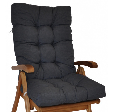 Vankúš pre vysoké záhradné kreslo z teakového dreva - látka tmavosivá