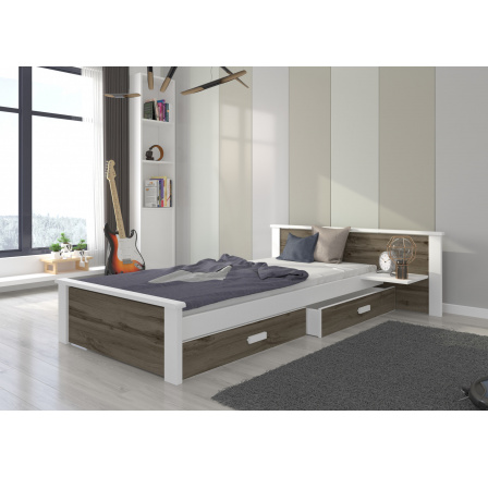 ALDEX BED 200x90 Biela+dub sivá