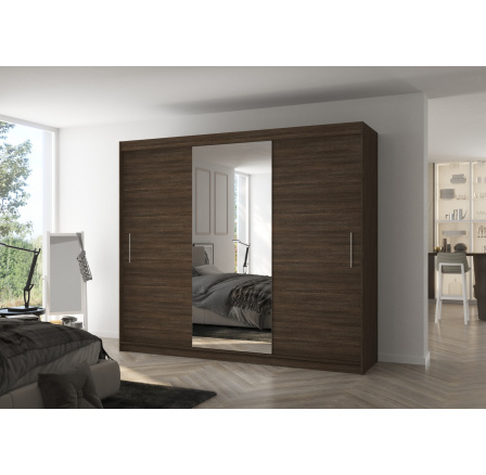 Posuvná skriňa so zrkadlom DENIS 250 Choco+Choco