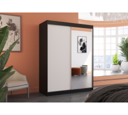 Posuvná skriňa so zrkadlom JORDI 150 Čierna+Biela