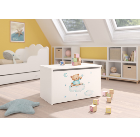 Truhlica na hračky DARIA White+Teddy BEAR And Cloud