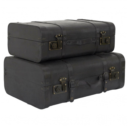 Sada 2 dekoratívnych kufrov Vintage čierne