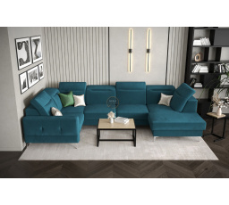 Rohová sedacia súprava MALIBU MAX II 180x350x182 cm - modrá, Ľavá strana