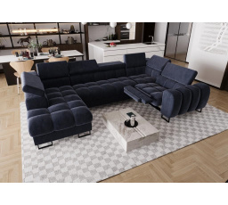 Rohová sedacia súprava ASPEN MAX II, relax 198x350x170 cm - modrá, pravá