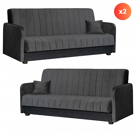 Sada 2x Rozkladacia Pohovka PORTO Sivá