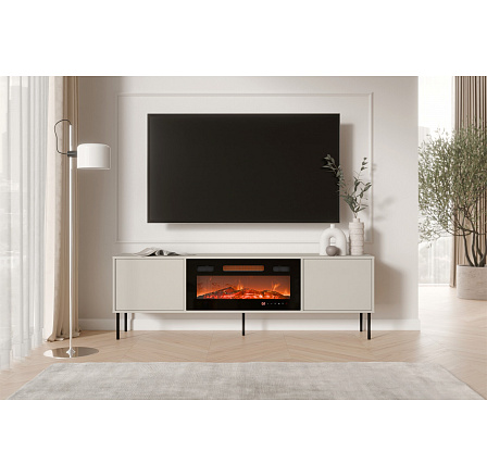 TV komoda DOMI 180 s elektrickým krbom, kašmír TV komoda DOMI 180 s elektrickým krbom, kašmír