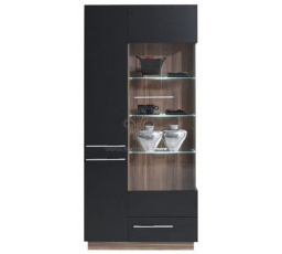 Vitrína MONSUN - MN3 black+walnut baltimore - 1 ks na sklade