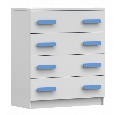 Komoda 4S SMYK I - 02, Biela Mat/Modrá