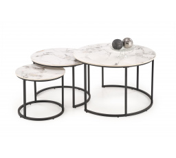 Konferenčný stolík GILDA, efekt bieleho mramoru / čierna