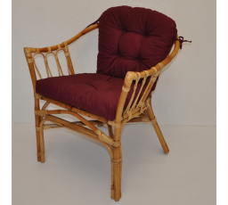 Ratanové kreslo Subaliu - vankúš bordový keper