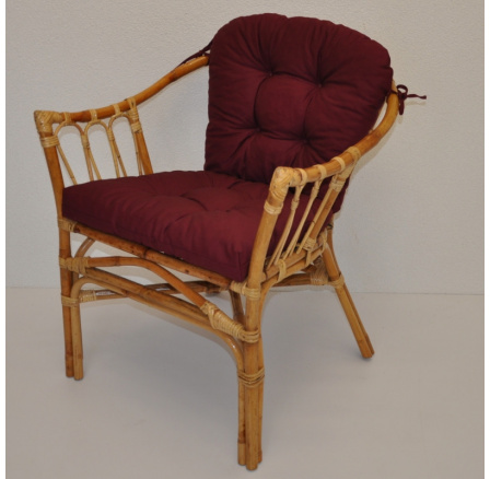 Ratanové kreslo Subaliu - vankúš bordový keper Ratanové kreslo Subaliu - vankúš bordový keper