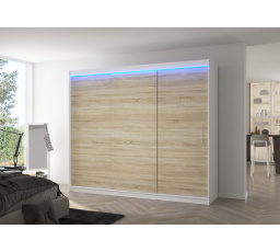 Posuvná skriňa s LED osvetlením ANTOS 250 White+Sonoma