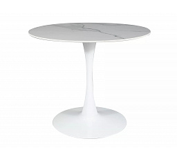 Jedálenský stôl ESPERO, Calacatta ceramika/Biely lesk