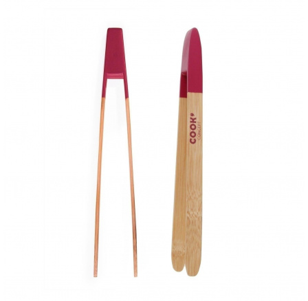 Bambusové kliešte na servírovanie s magnetom červené