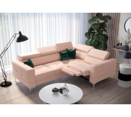 Rohová sedacia súprava TOSCANIA, relax s funkciou spania 185x250 prírodná koža - ružová, pravá