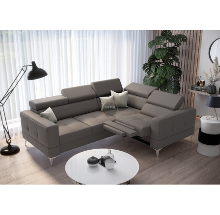 Rohová sedacia súprava TOSCANIA, relax s funkciou spania 185x250 prírodná koža - sivá, pravá Rohová sedacia súprava TOSCANIA, relax s funkciou spania 185x250 prírodná koža - sivá, pravá