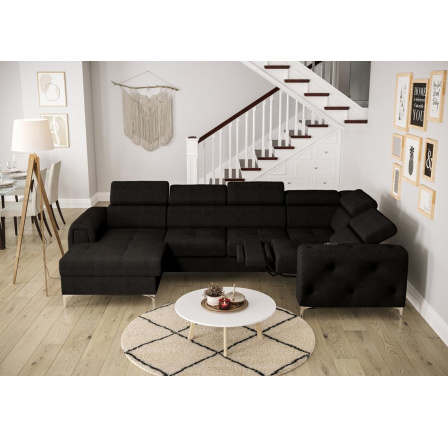 Rohová sedacia súprava ORION MAX III, relax s funkciou spania 165x320x190 cm - čierna, pravá