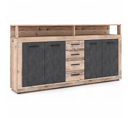 Komoda BLAGO 190 cm Surový Dub/Čierna