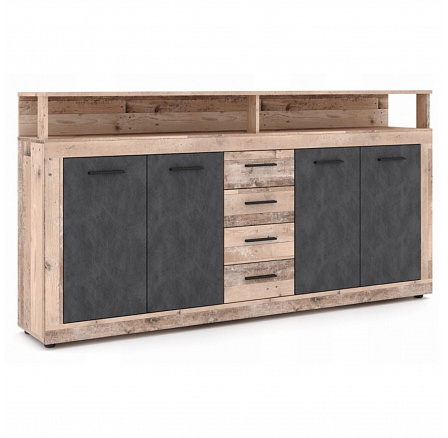 Komoda BLAGO 190 cm Surový Dub/Čierna