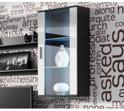 Závesná vitrína SOHO S2, čierna/biely lesk