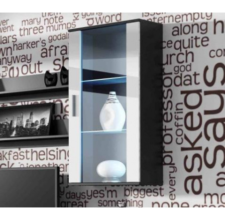 Závesná vitrína SOHO S2, čierna/biely lesk