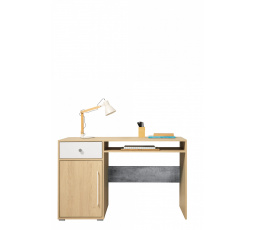 Písací stôl STEP - ST7, dub biskvitový/biely lux/betón