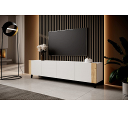 TV komoda FARO, biely mat/ biely mat/ dub craft