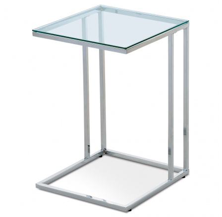 Konferenčný stôl 40x40x60 cm, sklenená doska, pochrómovaná kovová ponožka