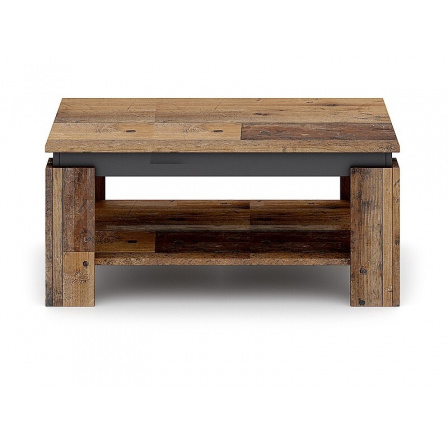 Konferenčný stôl AGAVA 90x50 cm, staré drevo/Matera tmavosivá