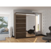 Šatní skriňa s posuvnými dverami, zrkadlom a LED osvetlením CARO 180 Choco+Choco