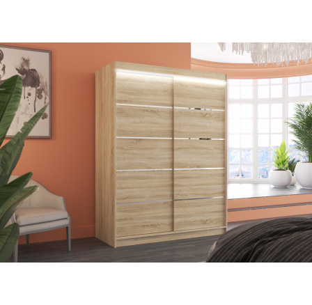 Posuvná skriňa s LED osvetlením LUFT 150 Sonoma+Sonoma