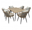 Stôl záhradný 160x95x74, kov s umelým ratanom, doska polywood