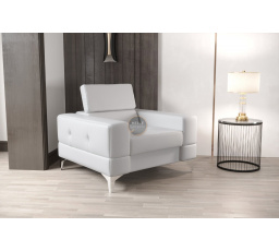 Kreslo v koži TOSCANIA prírodná koža - biela koža