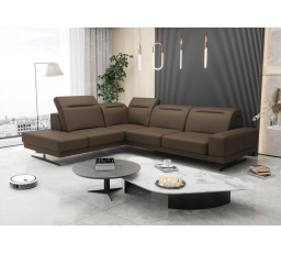 Rohová kožená sedacia súprava FIORE 265x220 cm - hnedá, ľavá