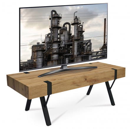 TV stolík 120x44x40 cm, MDF doska, 3D dekor divoký dub, kov - čierny lak
