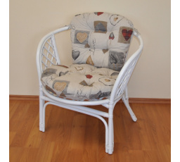 Ratanové kreslo Bahama biely vankúš s motívom srdca LOVE