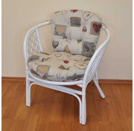 Ratanové kreslo Bahama biely vankúš s motívom srdca LOVE