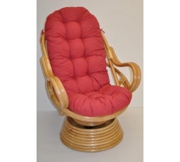 Ratanové hojdacie kreslo Swivel honey cushion burgundské zvýraznenia