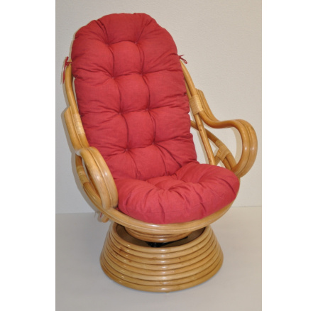 Ratanové hojdacie kreslo Swivel honey cushion burgundské zvýraznenia Ratanové hojdacie kreslo Swivel honey cushion burgundské zvýraznenia