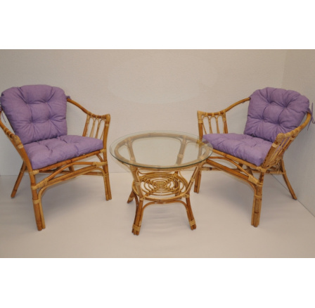 Ratanová sedacia súprava Subaliu - fialové odlesky